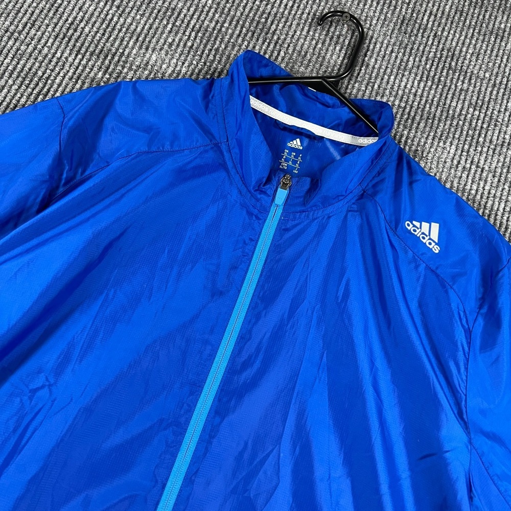 Adidas Windbreaker Jacket Mens XL Extra Large‎ Blue Long Sleeve Full Zip Track